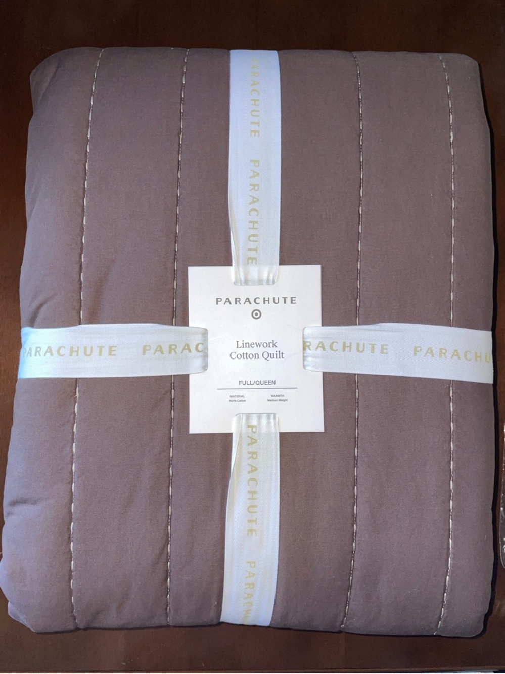 Parachute Linework Cotton Quilt - Taupe
